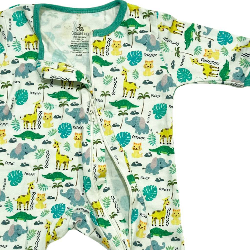 Footie Pajama - Safari/Tropical Blue
